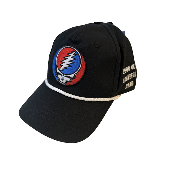 Grateful Dead Hat Cap Snap Back Black Steal Your Face Embroidered Rope Mens Rock - Picture 1 of 4